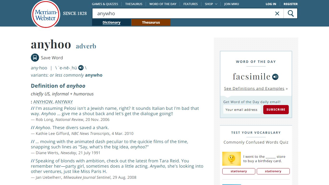 Anywho Definition & Meaning - Merriam-Webster